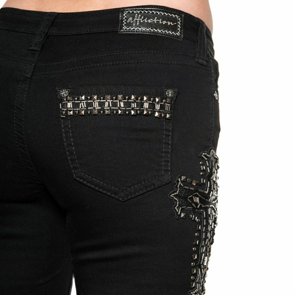 NEW AFFLICTION RAQUEL STANDARD BLACK DENIM - Picture 2 of 8